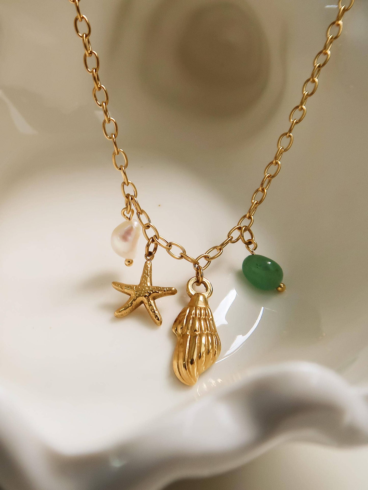 Bonbon Pearl and Shell Charm Necklace