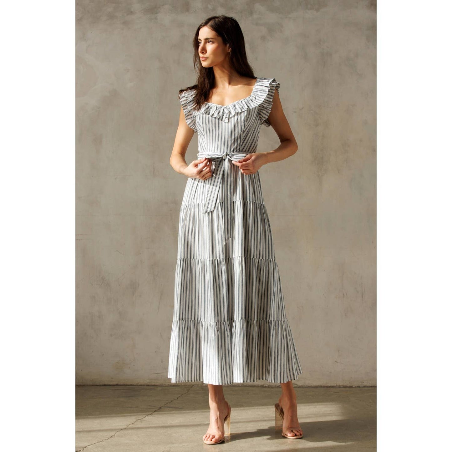 Blue and White Striped Dress