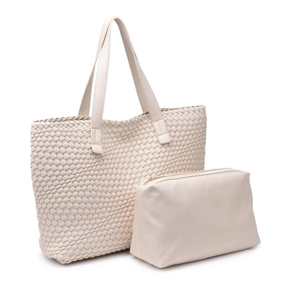 Piquant Woven Tote: Oatmilk