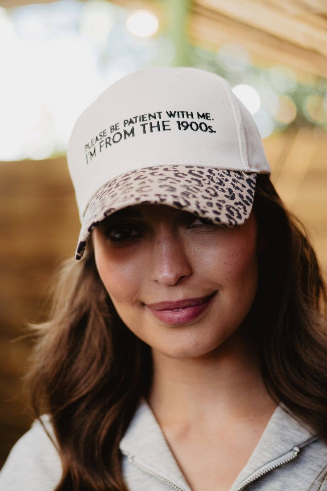 Please Be Patient With Me I'm From The 1900s Trucker Hat: Leopard and cream