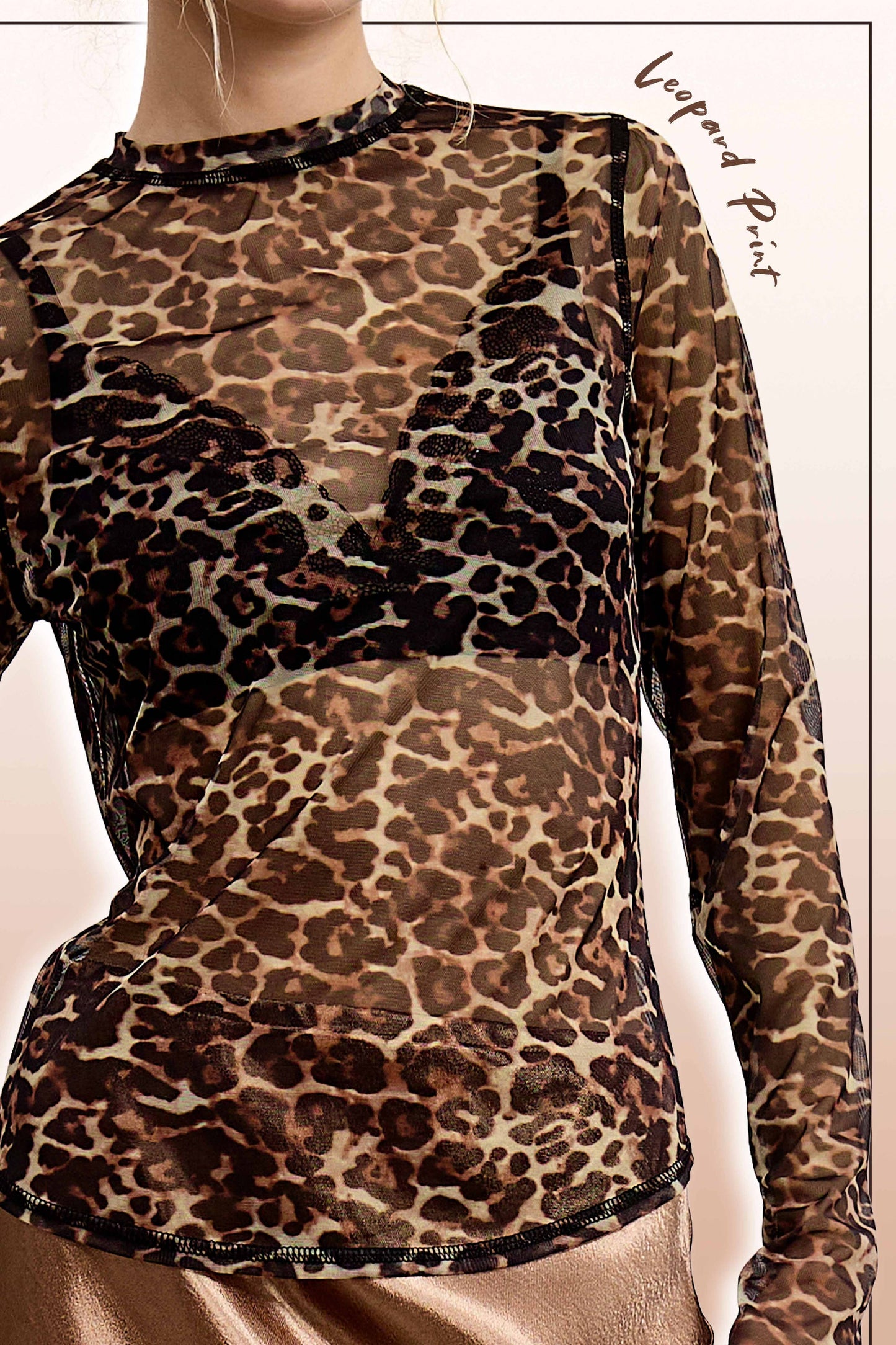 Leopard Printed Mesh Top