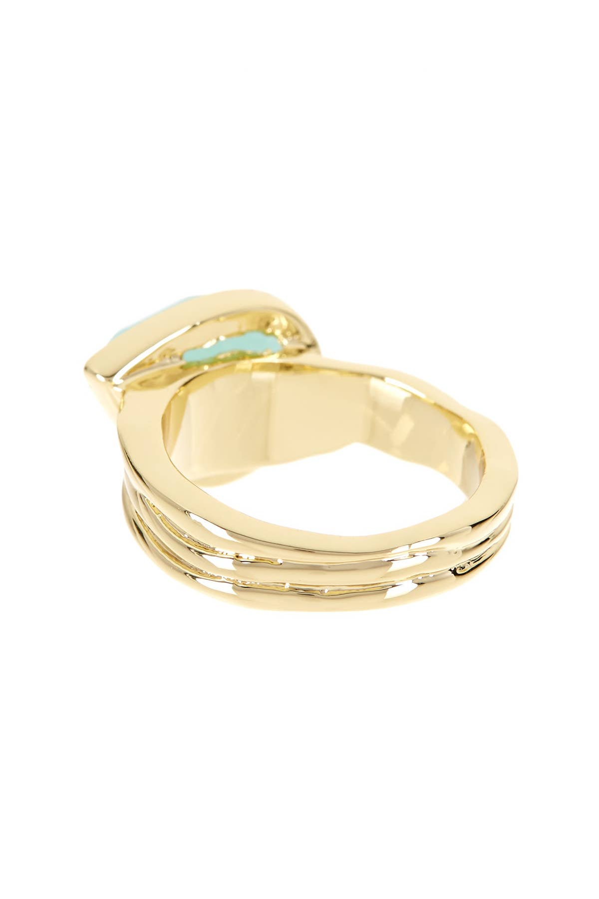 Amazonite Teardrop Ring - Gold Plated