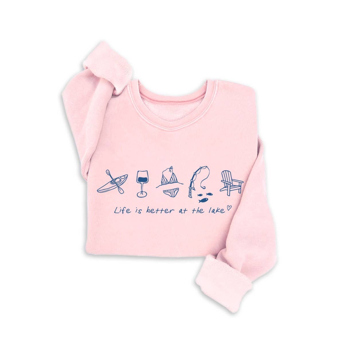 LIFE IS BETTER AT THE LAKE GRAPHIC SWEATSHIRTS: SOFT PINK
