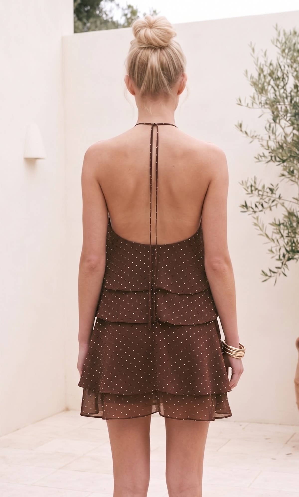 Polka Dot Halter Mini Dress