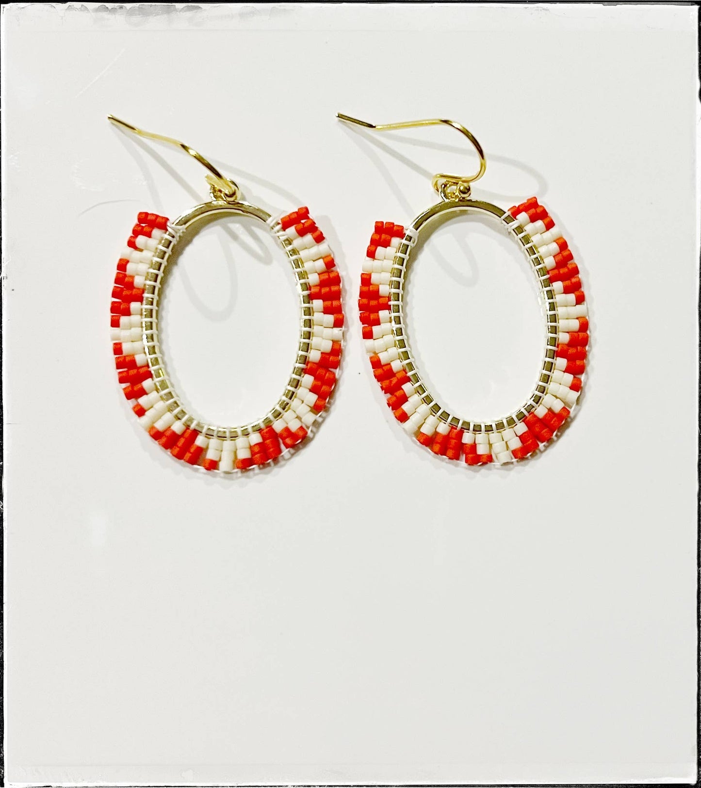 Seed Bead Earrings: Red