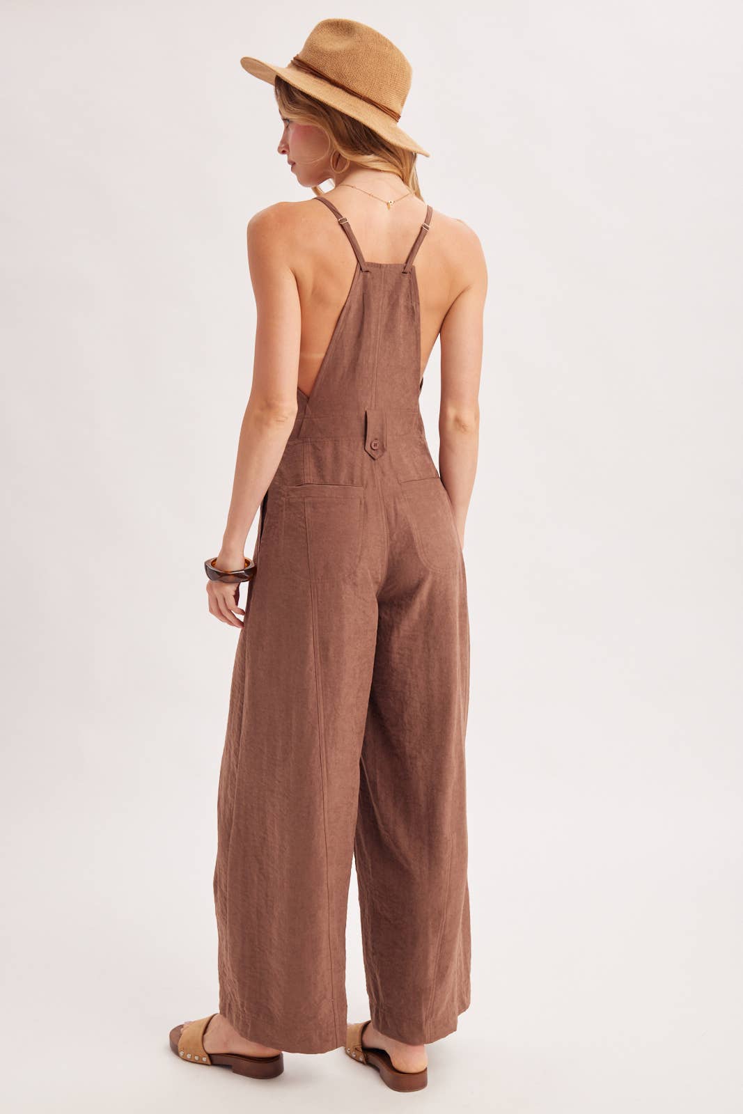 Button Down Wide Leg Jumpsuit