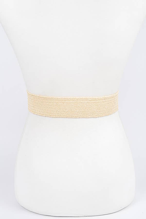 Square Buckle Stretch Belt: Nude