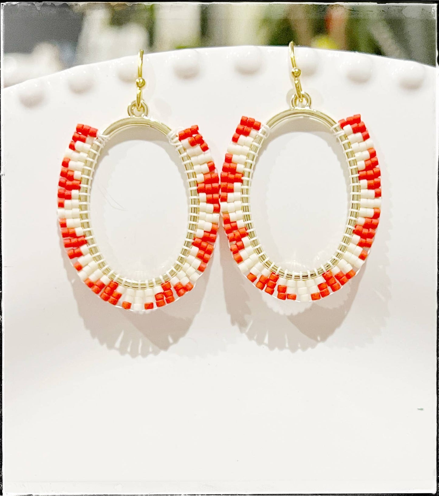 Seed Bead Earrings: Red