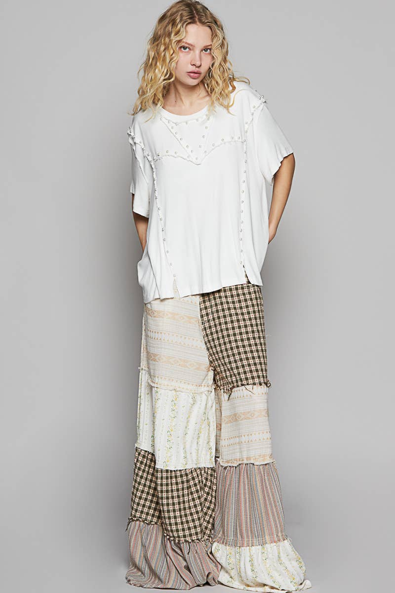 Oversize pearl detail top: OFF WHITE
