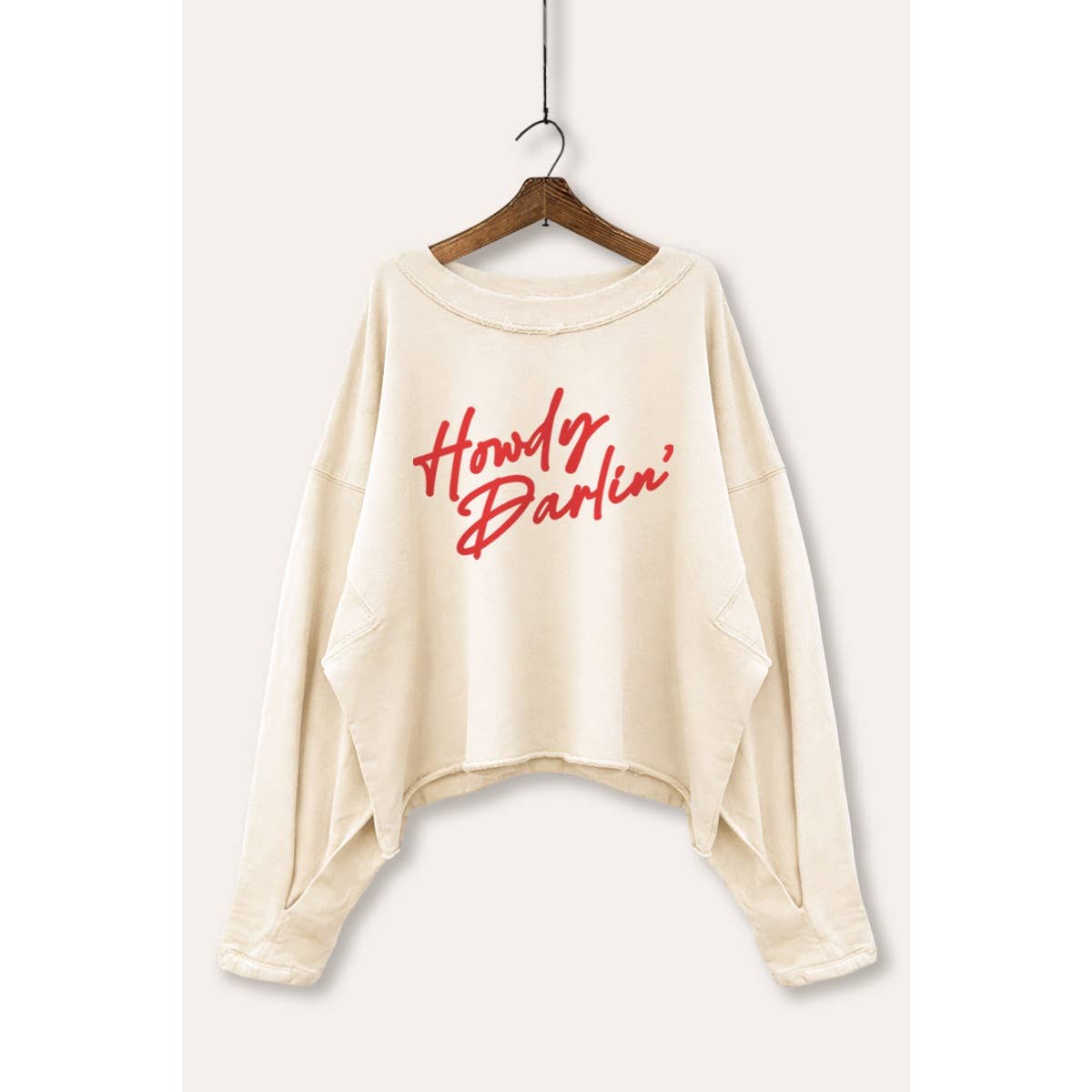 Howdy Darlin' Graphic Cropped Sweatshirt: CREAM