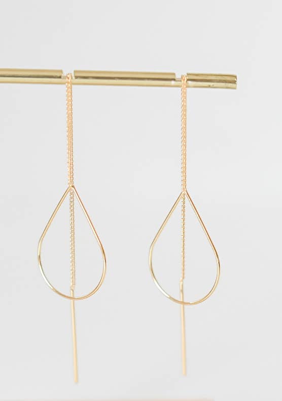 Alice threader teardrop chain earrings |18k gold plated