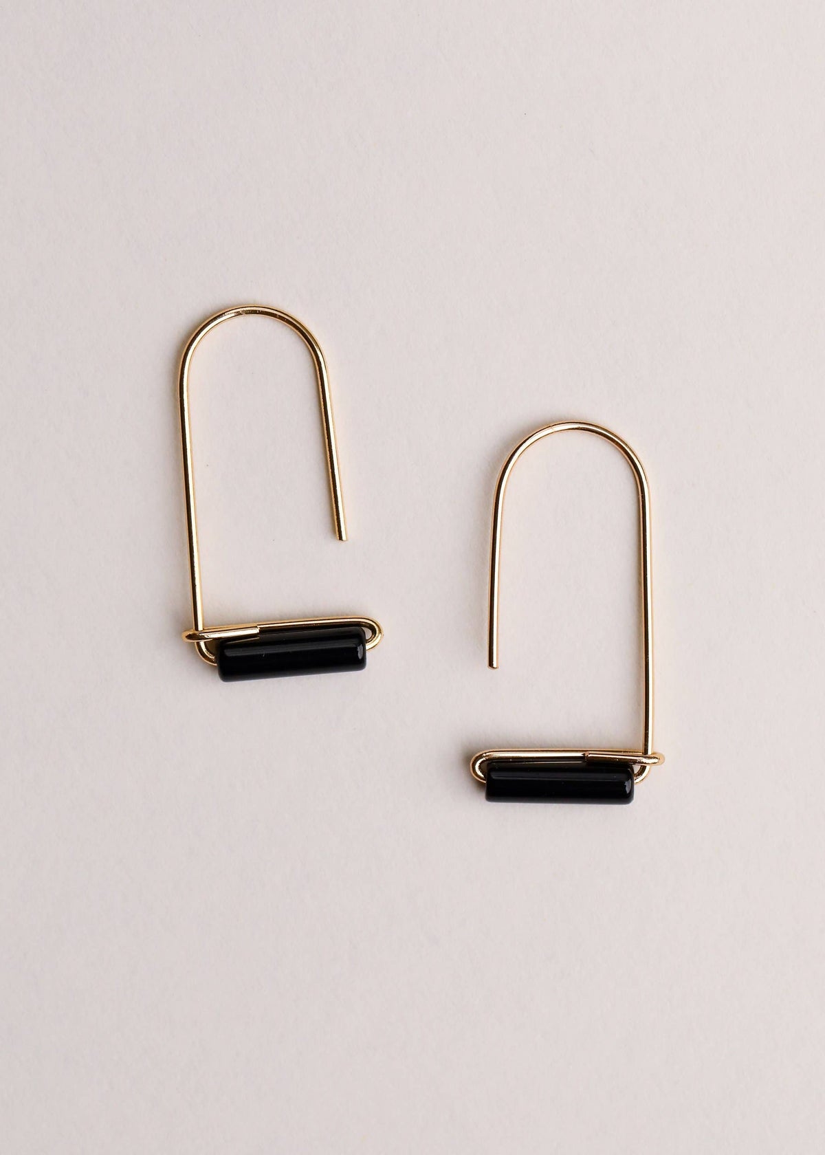 Black Onyx Drop Gold Earring