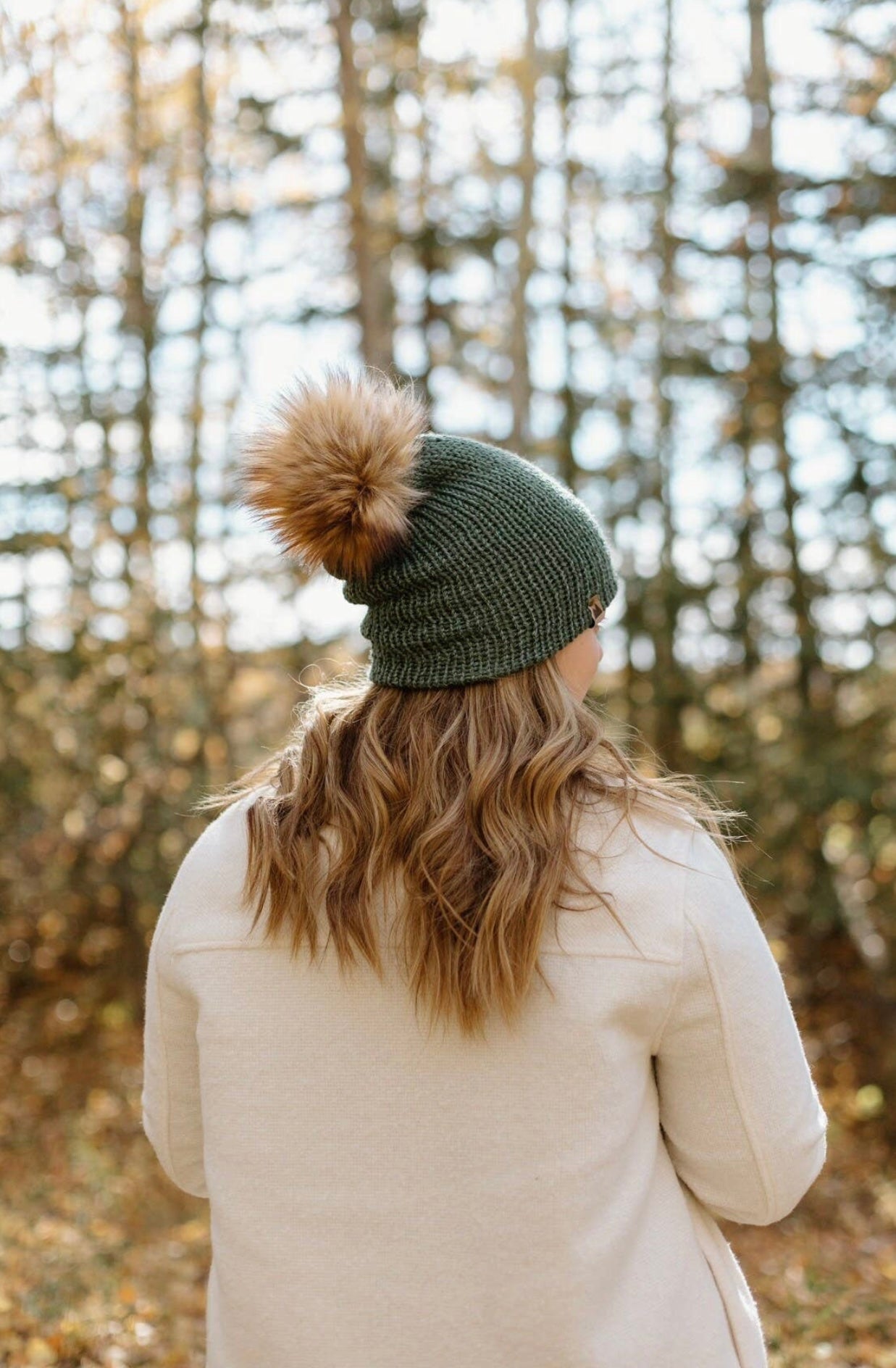 Knit Beanie Toque with Fur Pom Pom