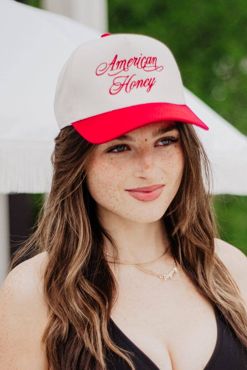 American Honey Two-Toned Hat: Red and Cream