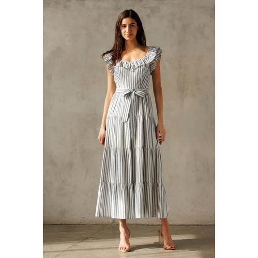 Blue and White Striped Dress
