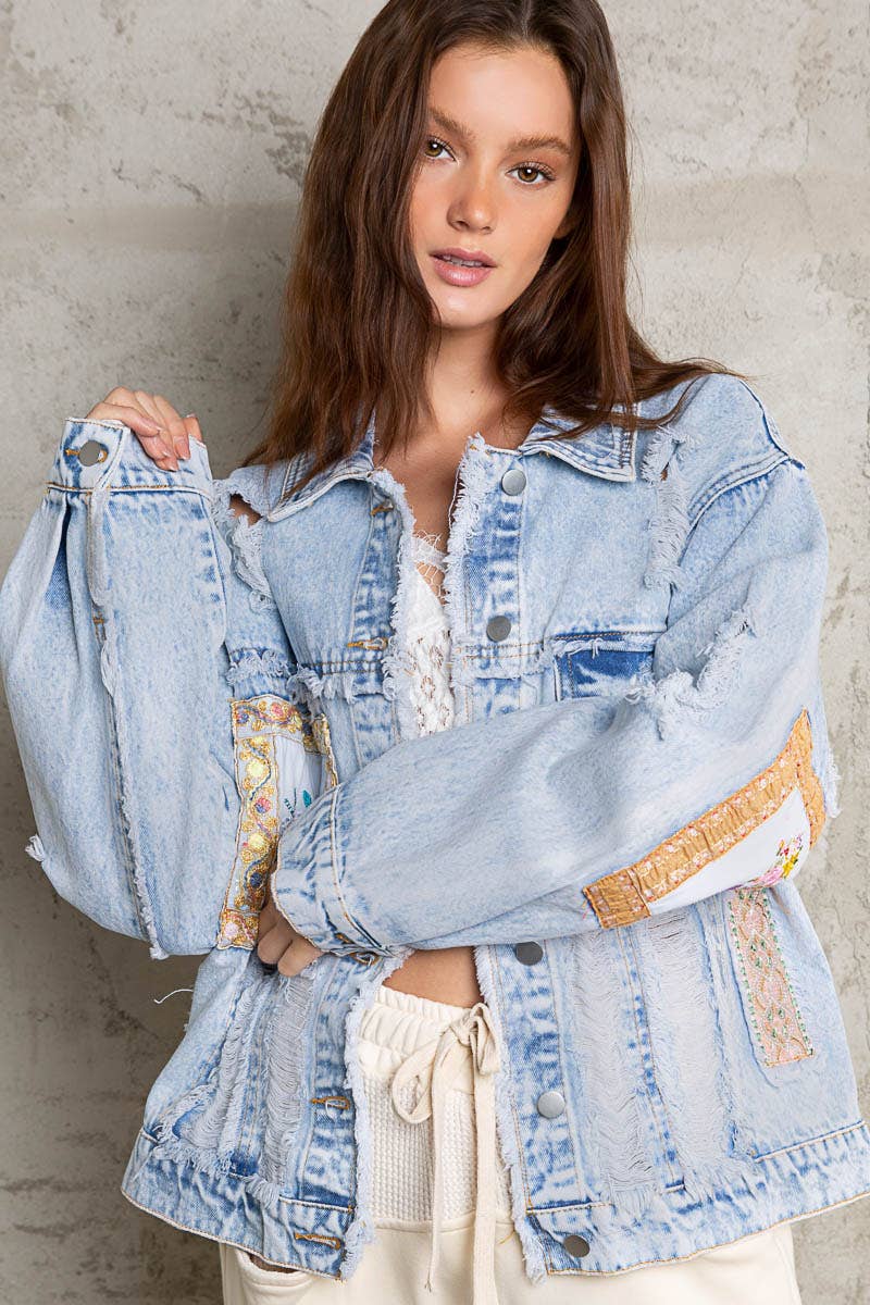 Oversize Patchwork Distressed Jacket