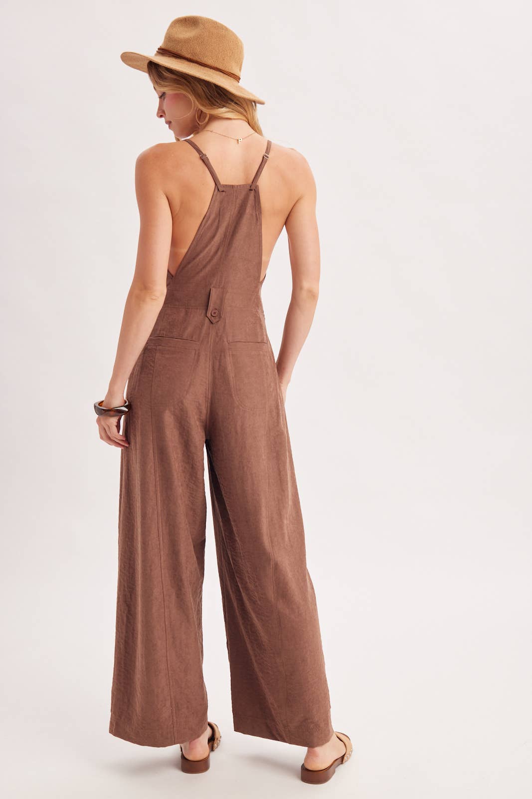Button Down Wide Leg Jumpsuit
