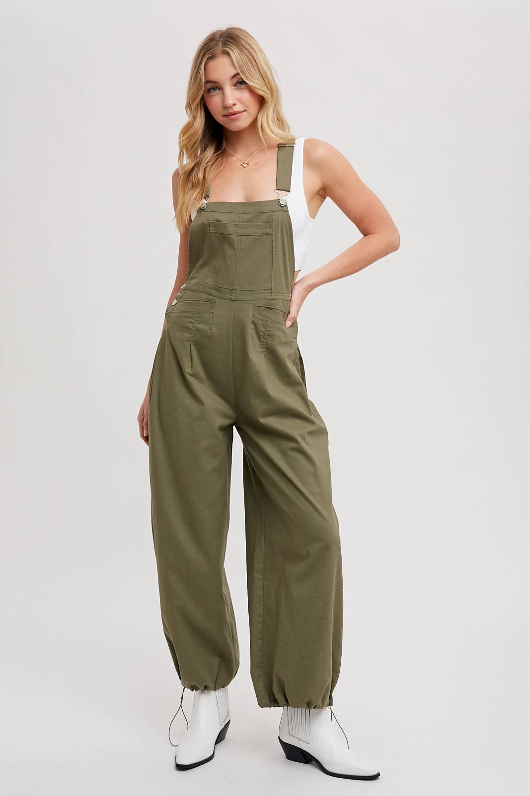 Drawstring Cargo Overalls