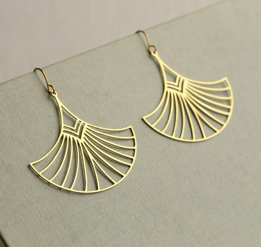 Art Deco Aztec Statement Fan Earrings