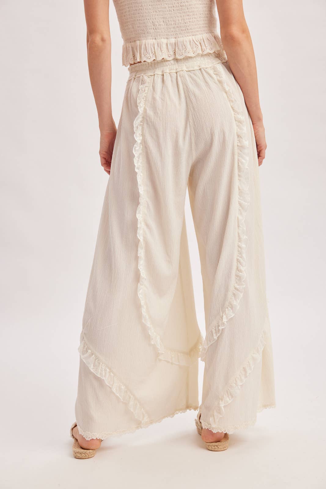 Boho Eyelet Lace Ruffle Pant