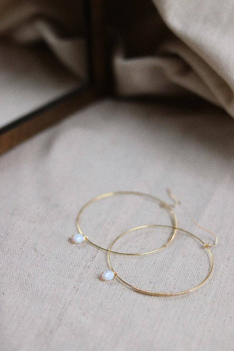 OPAL HOOPS: GOLD