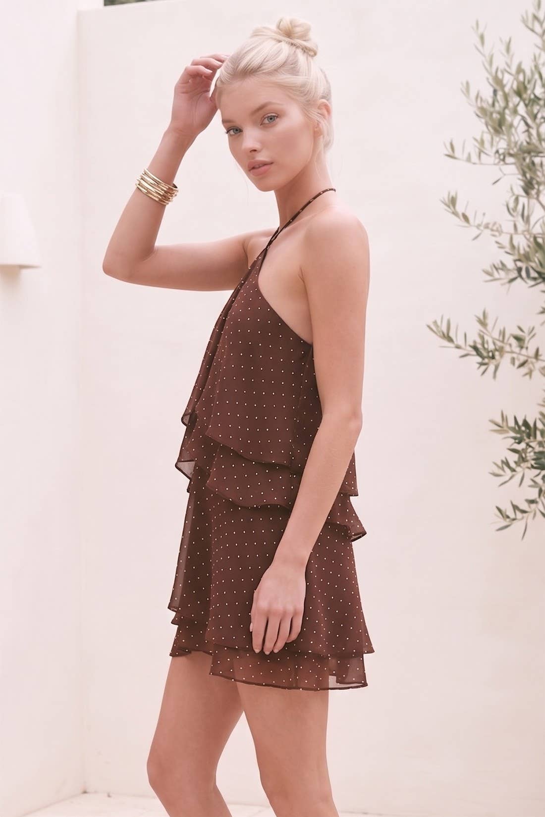 Polka Dot Halter Mini Dress