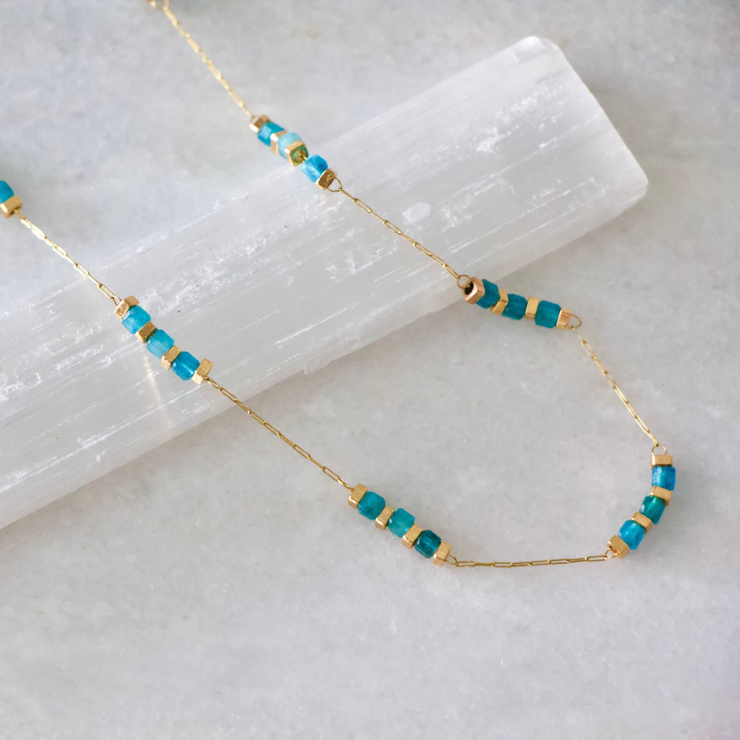 Apatite Square Stone Beaded Chain