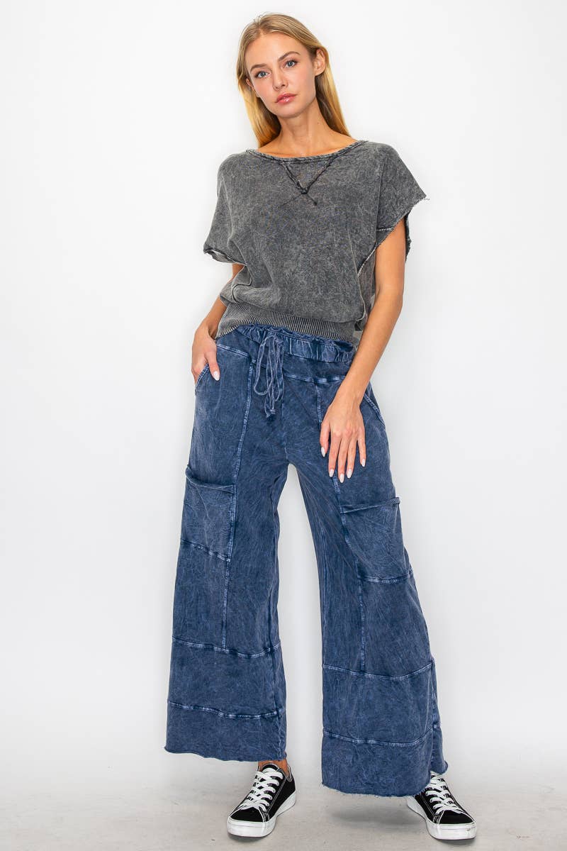 Mineral Wash Wide Leg Pants