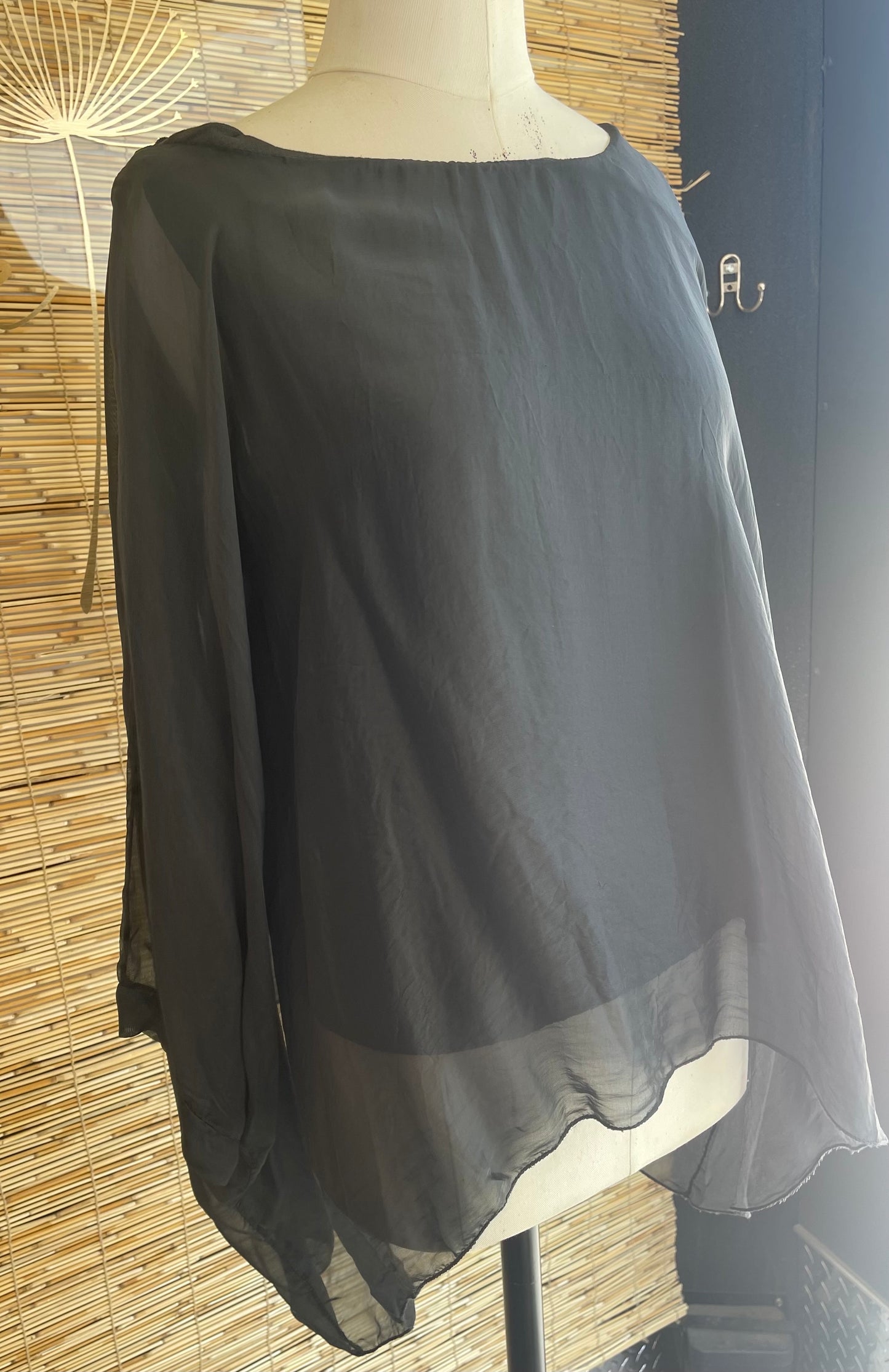 Charcoal Chiffon Poncho top