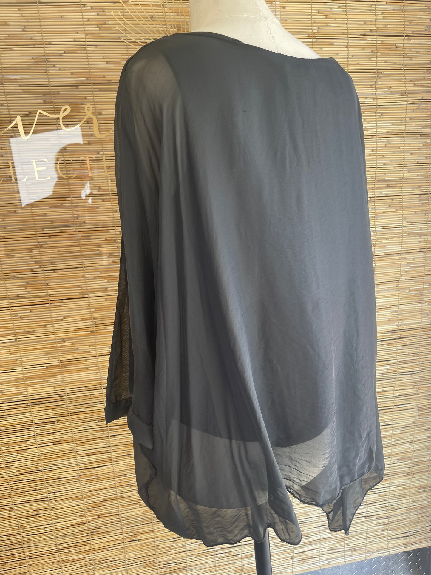 Charcoal Chiffon Poncho top