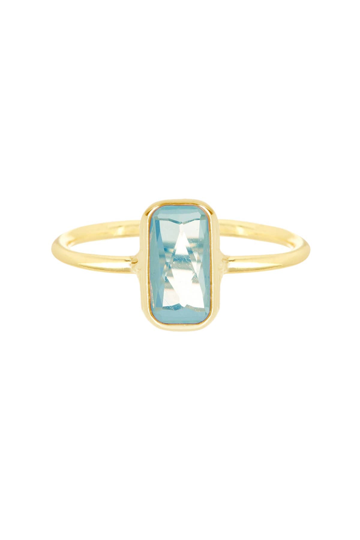 Sky Blue Crystal Petit Amour Ring - Gold Plated