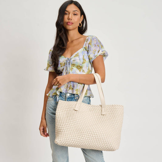 Piquant Woven Tote: Oatmilk