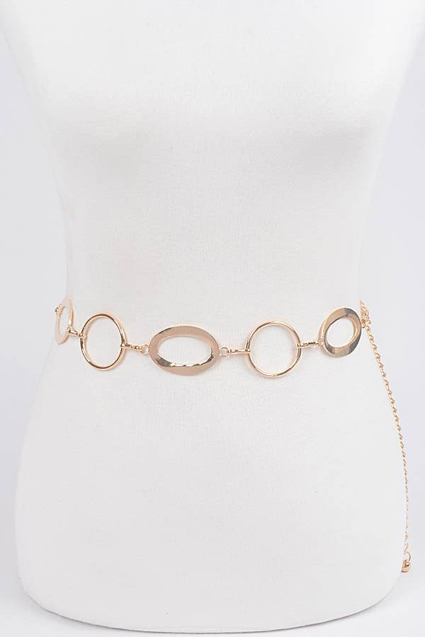 Round Metal Chain Belt: Gold