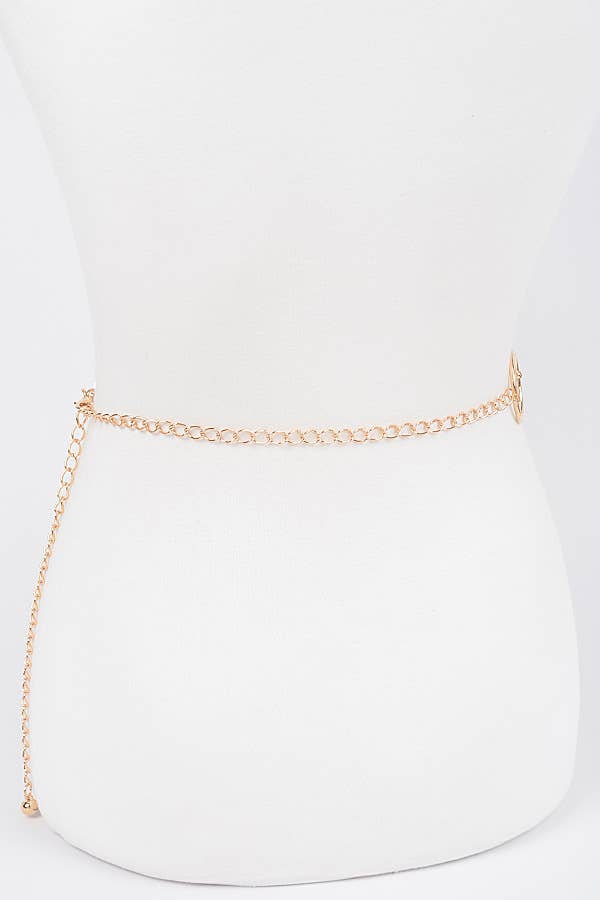 Round Metal Chain Belt: Gold