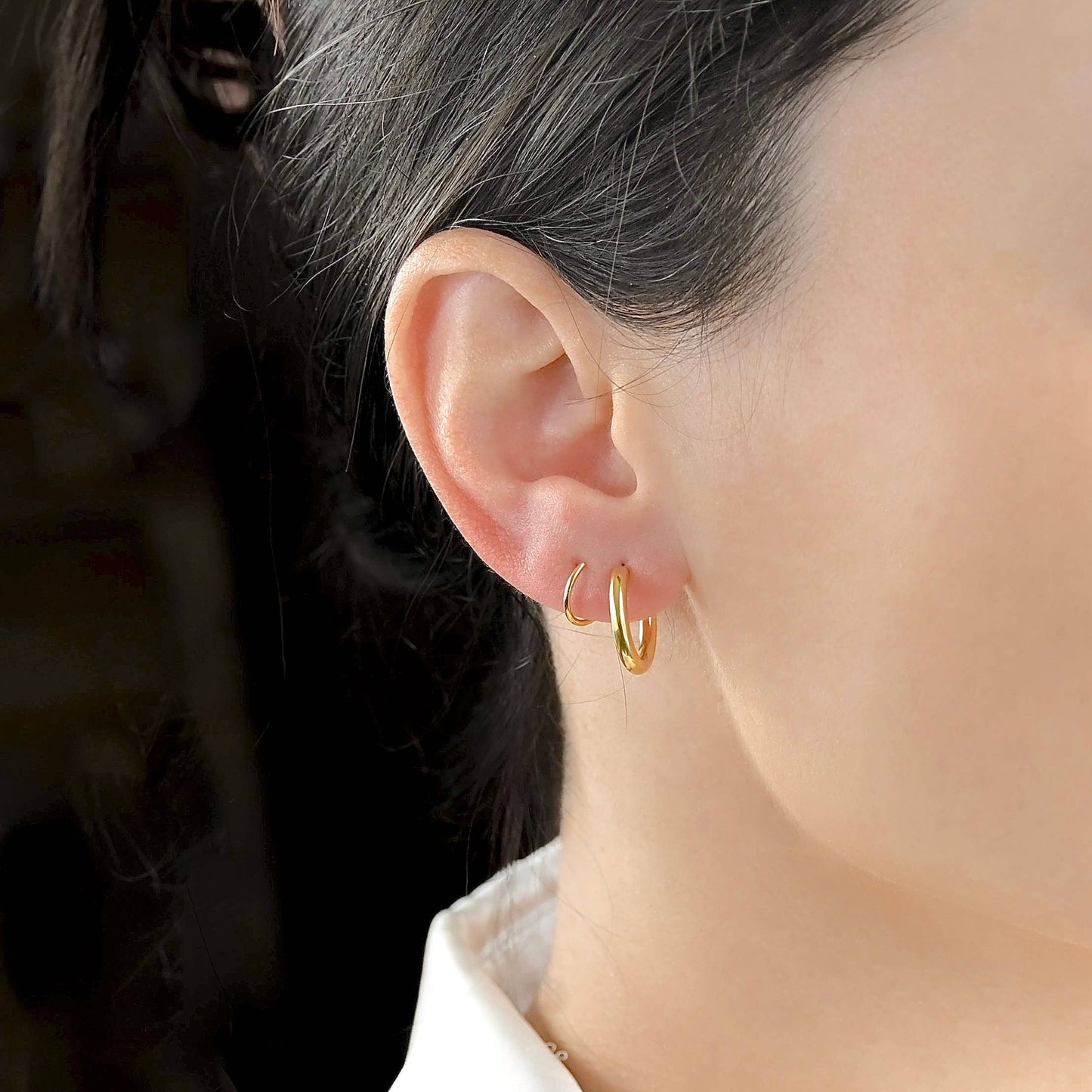 Gold Spiral Hoop Earrings - Waterproof Twist Earrings : D. Plain Tube