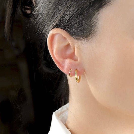 Gold Spiral Hoop Earrings - Waterproof Twist Earrings : D. Plain Tube