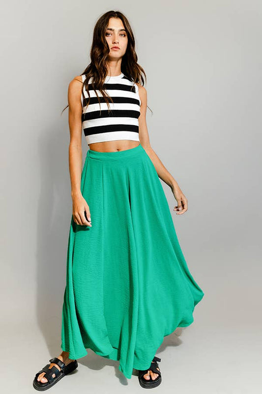 Solid Woven Wide Leg Pants