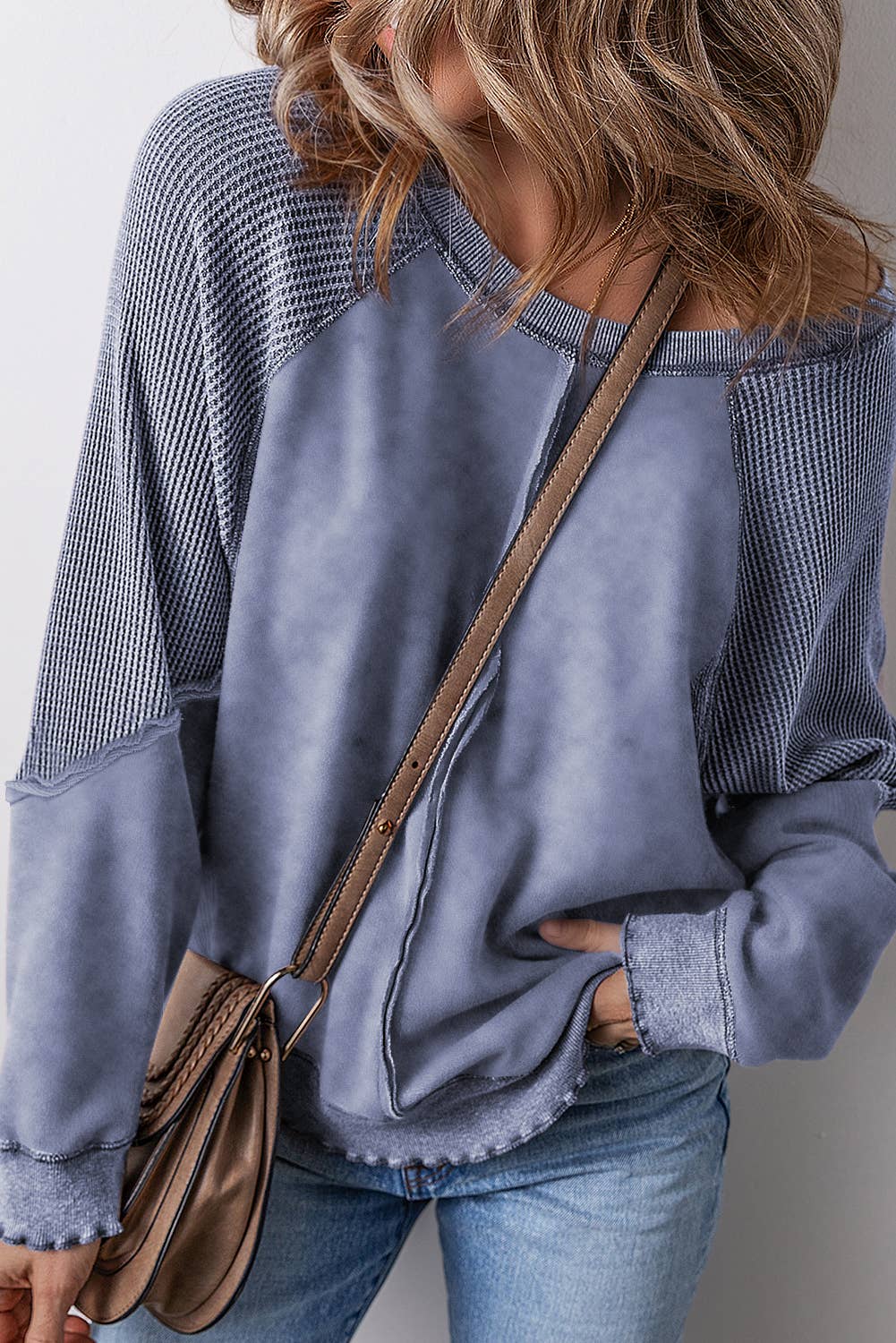 Patchwork Sweatshirt: Sail Blue