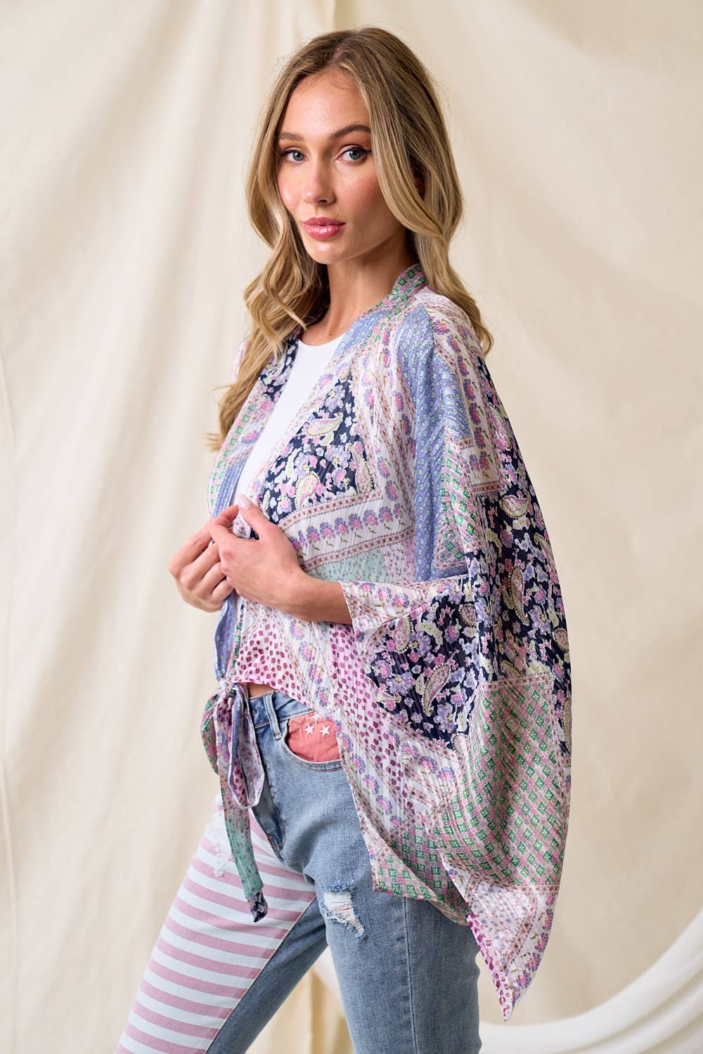 Blue Printed Kimono