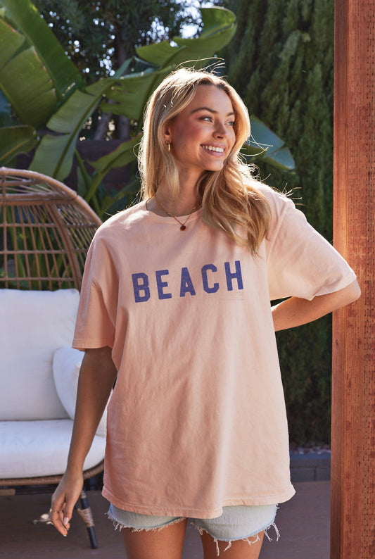 BEACH Oversized Mineral Washed Graphic Top