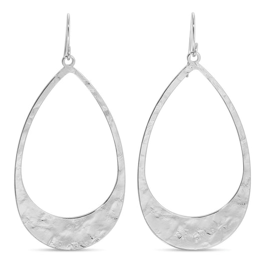 Long Gilded Teardrop Earrings: Silver