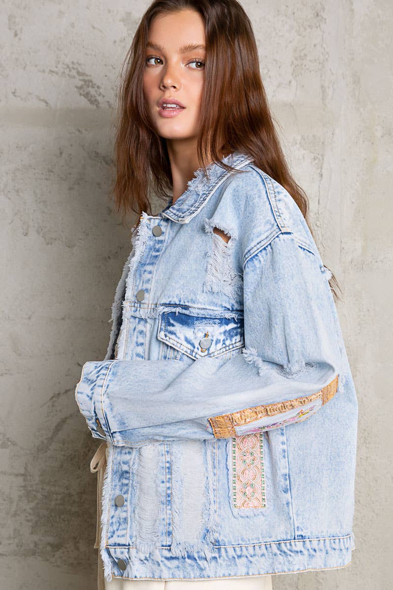 Oversize Patchwork Distressed Jacket