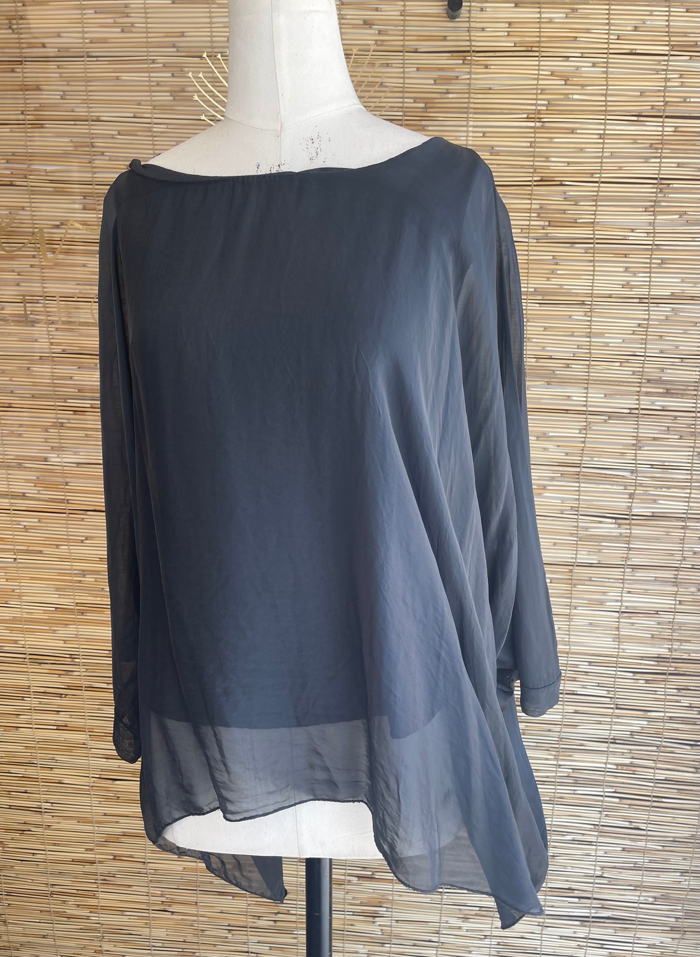 Charcoal Chiffon Poncho top