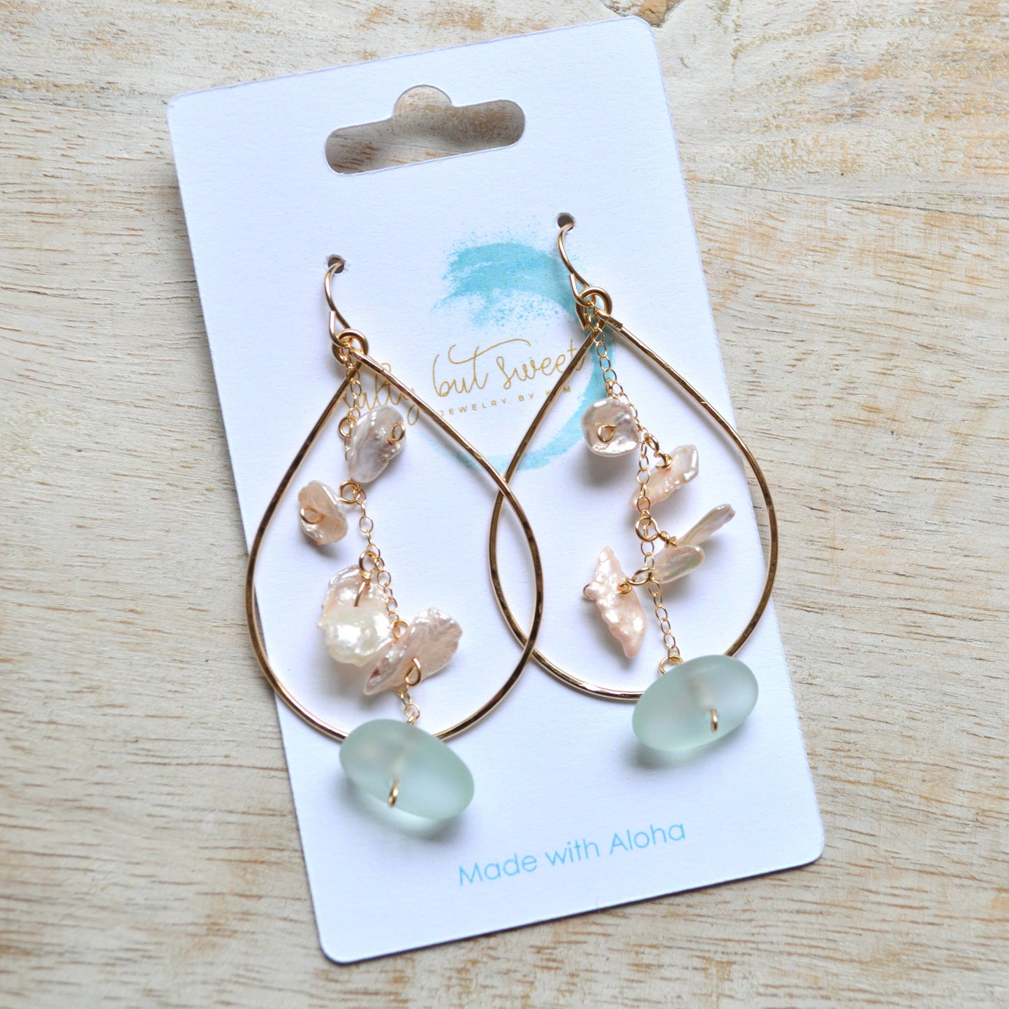 Keshi Pearl & Frosted Glass Teardrop