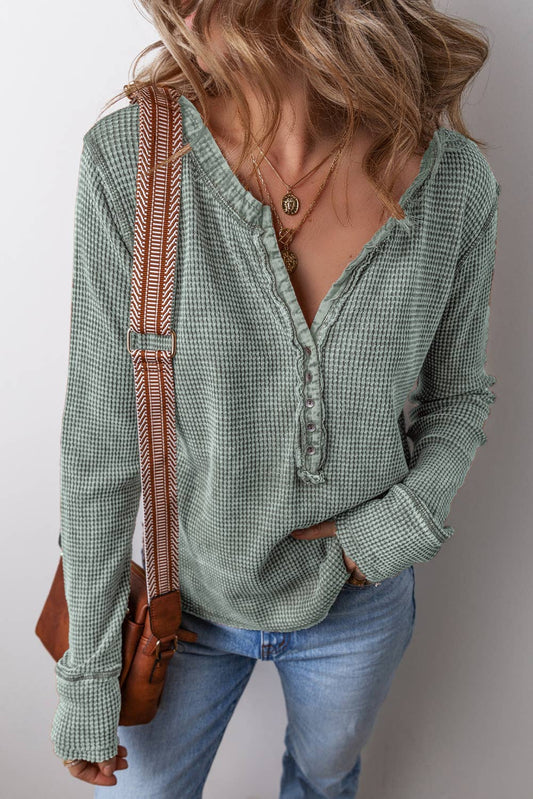 Daily Long Sleeve Henley: Smoke Green