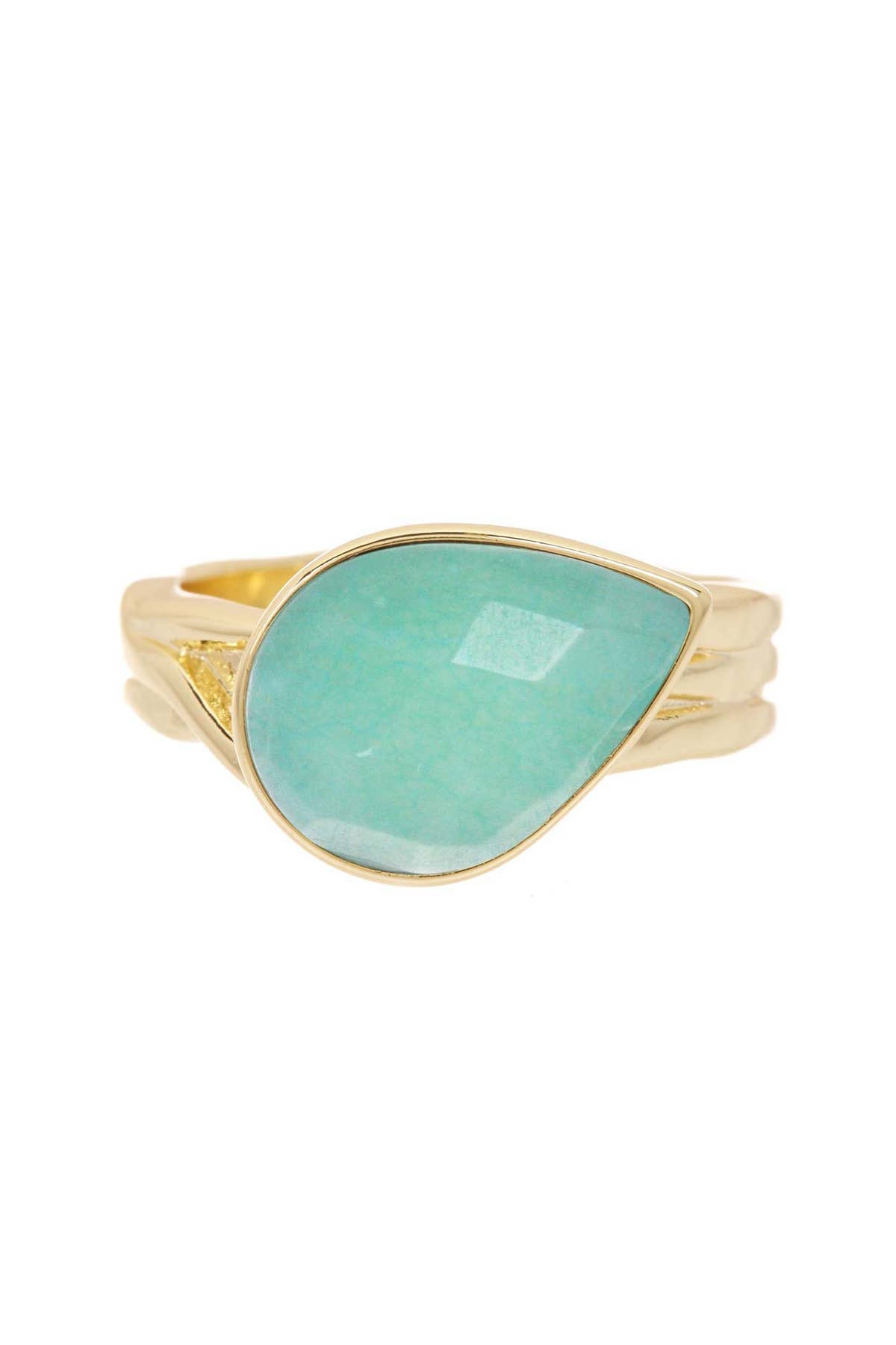 Amazonite Teardrop Ring - Gold Plated