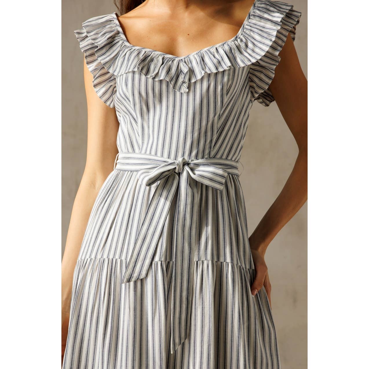 Blue and White Striped Dress