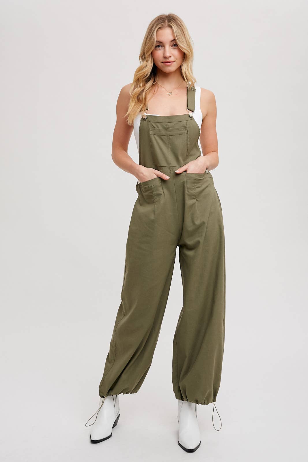 Drawstring Cargo Overalls