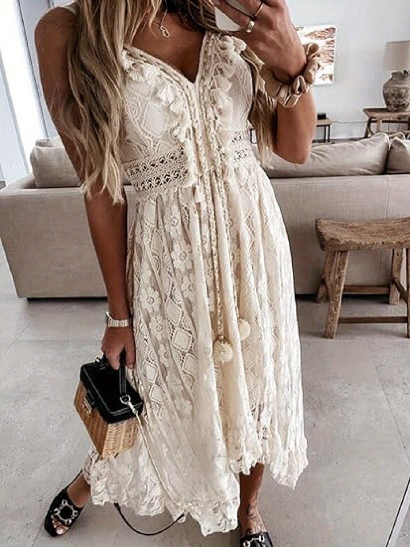 Boho lace  maxi dress