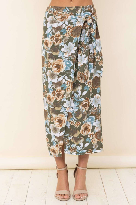 Olive Floral Maxi Skirt